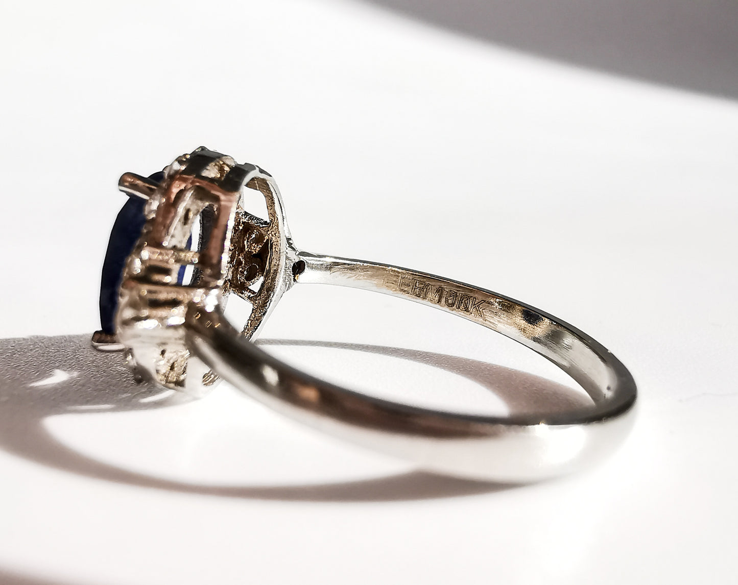 Blue Sapphire & Diamond Cluster Ring