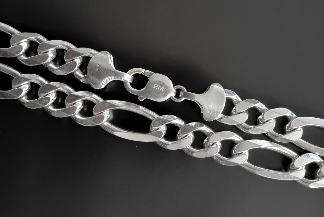 Solid Sterling Silver Figaro Chain