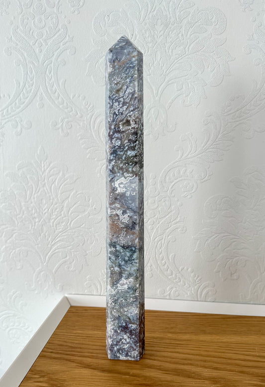 Large Moss Agate Tower