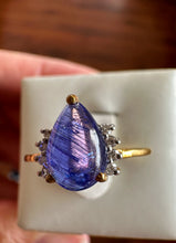 Load image into Gallery viewer, Blue Kyanite with Diamonds set in 9k Gold
