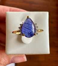 Load image into Gallery viewer, Blue Kyanite with Diamonds set in 9k Gold
