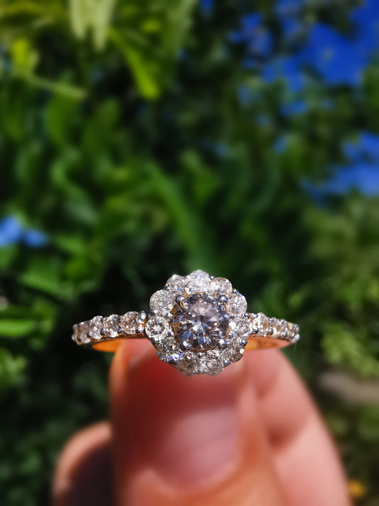 Diamond Set 10K Gold Cluster Ring