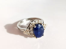 Load image into Gallery viewer, Blue Sapphire &amp; Diamond Cluster Ring
