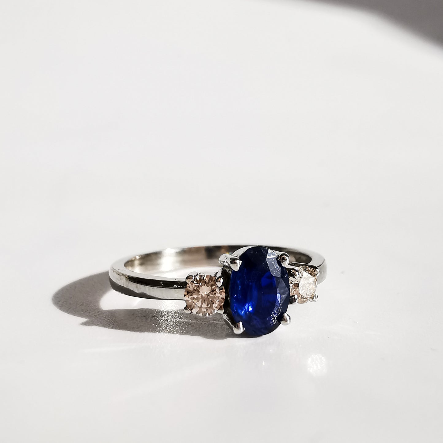 Blue Sapphire & Diamond White Gold Ring