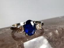 Load image into Gallery viewer, Blue Sapphire &amp; Diamond White Gold Ring
