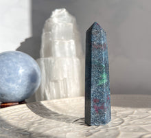 Load image into Gallery viewer, Blue Kyanite, Ruby and Fuchsite Point
