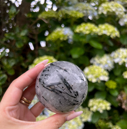 Tourmaline in Quartz Sphere