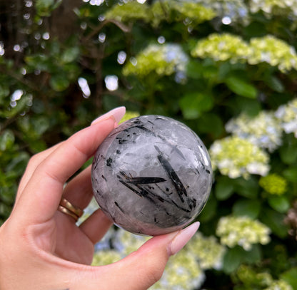 Tourmaline in Quartz Sphere