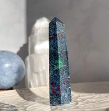 Load image into Gallery viewer, Blue Kyanite, Ruby and Fuchsite Point
