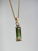Load image into Gallery viewer, Watermelon Tourmaline with Diamond 10k Gold Pendant
